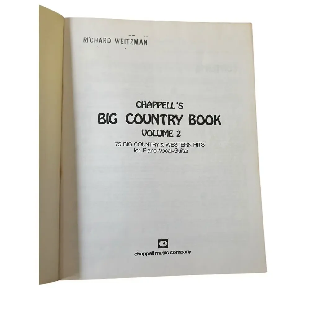 Chappell's Big Country Book Volume 2 Songbook Music‎ Piano Vocal Guitar Chord